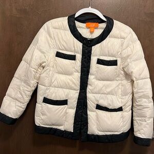 Joe Fresh - White and Black Colorblock Purffer Jacket - Size Large